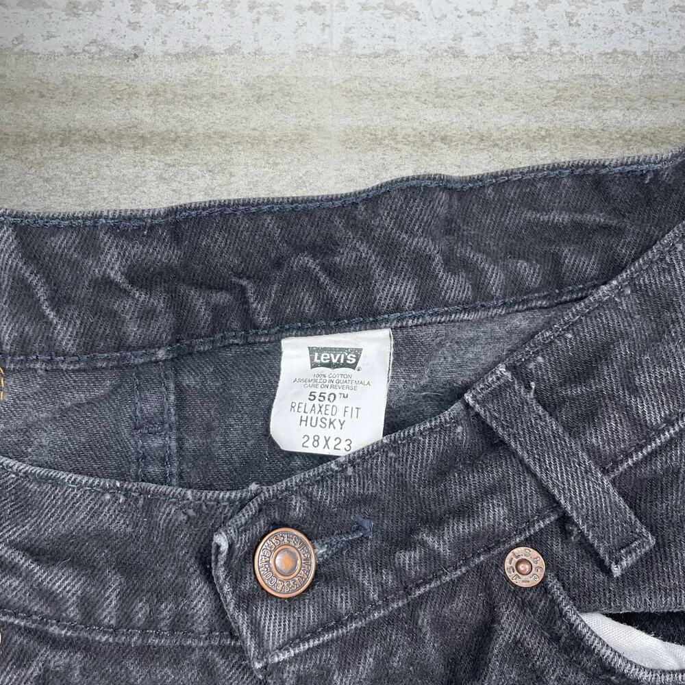 Vintage 90s Orange Tab Levis Jeans 550 28x23 Relaxed Fit Jet Black Wash Denim - Picture 5 of 5